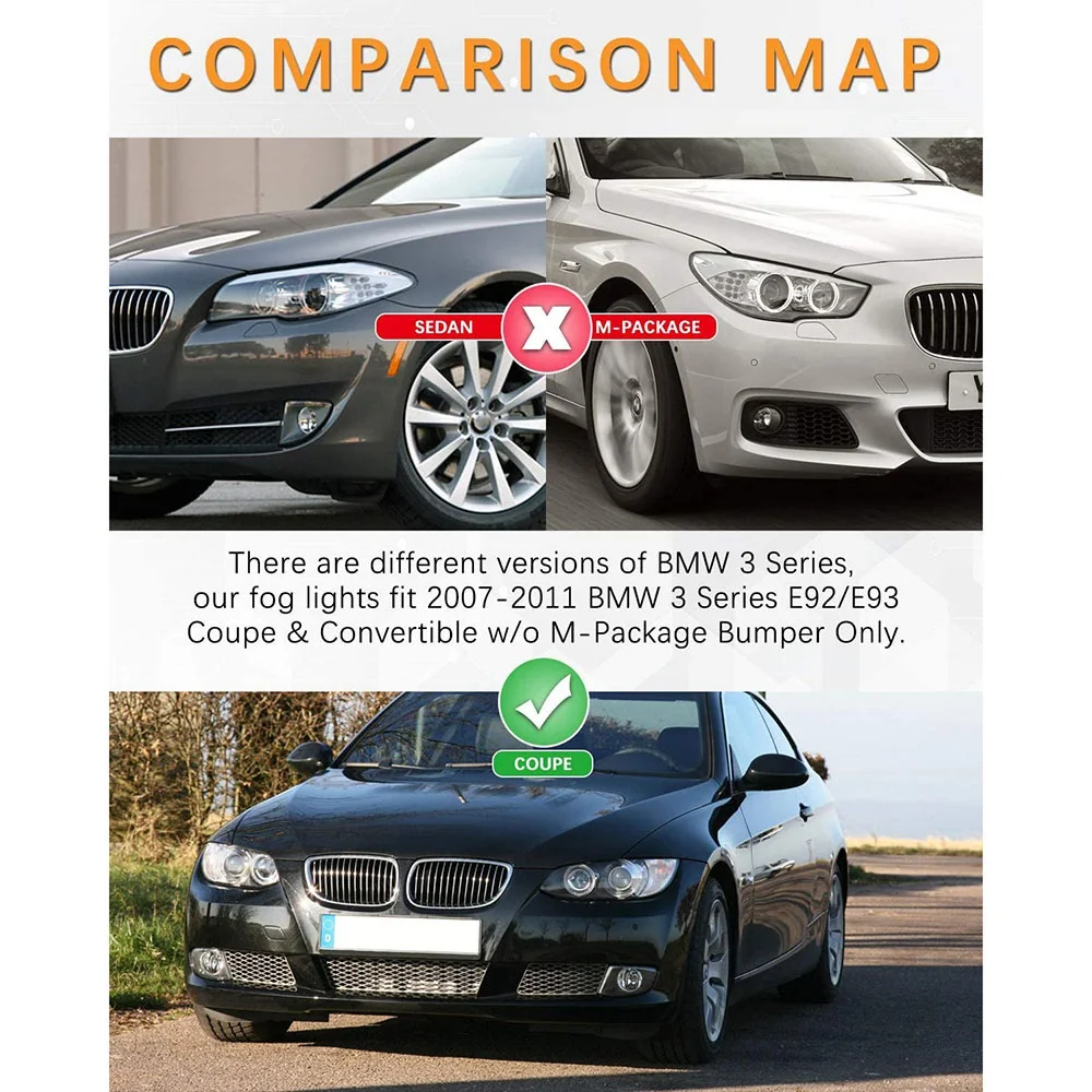 FOR-BMW E92 E93 3 серии 2DR 2007-2011 левый передний Боковой бампер черные противотуманные