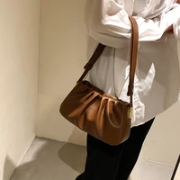 lc vintage pu leather pleated armpit one shoulder large capacity 2022 trend design thin strap tote wallet tofu crossbody bag