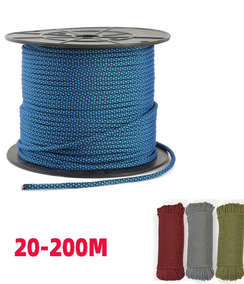 

20-200M 9-CORE Paracord Rope 4mm Outdoor Polyester Parachute Cord Camping Survival Umbrella Tent Bundle Military Climbing