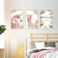 new unicorn deer photo frame decoration cartoon wall stickers removable decorative painting bedroom living room background decor