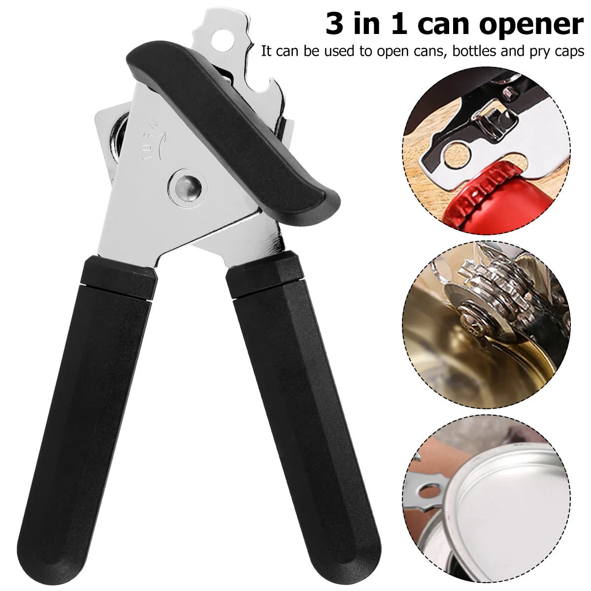 

3 in 1Manual Can Opener Multifunctional Craft beer Grip Opener Cans Bottle Opener kitchen gadgets Bar Tools Gadgets Openers