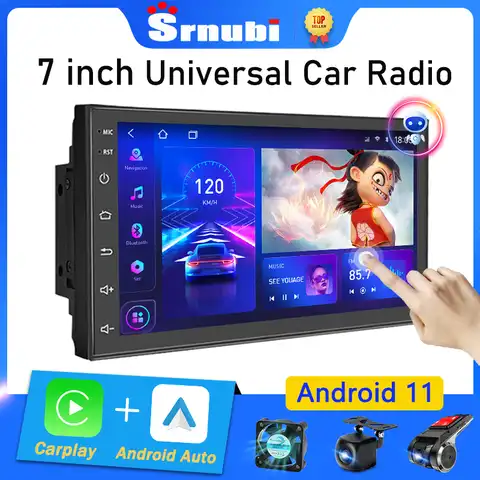 Автомагнитола Srnubi, универсальная мультимедийная стерео-система на Android 11, с 7 "экраном, GPS, 4G, DVD, для VW, Nissan, Hyundai, toyota, CR-V Kia, типоразмер 2 din