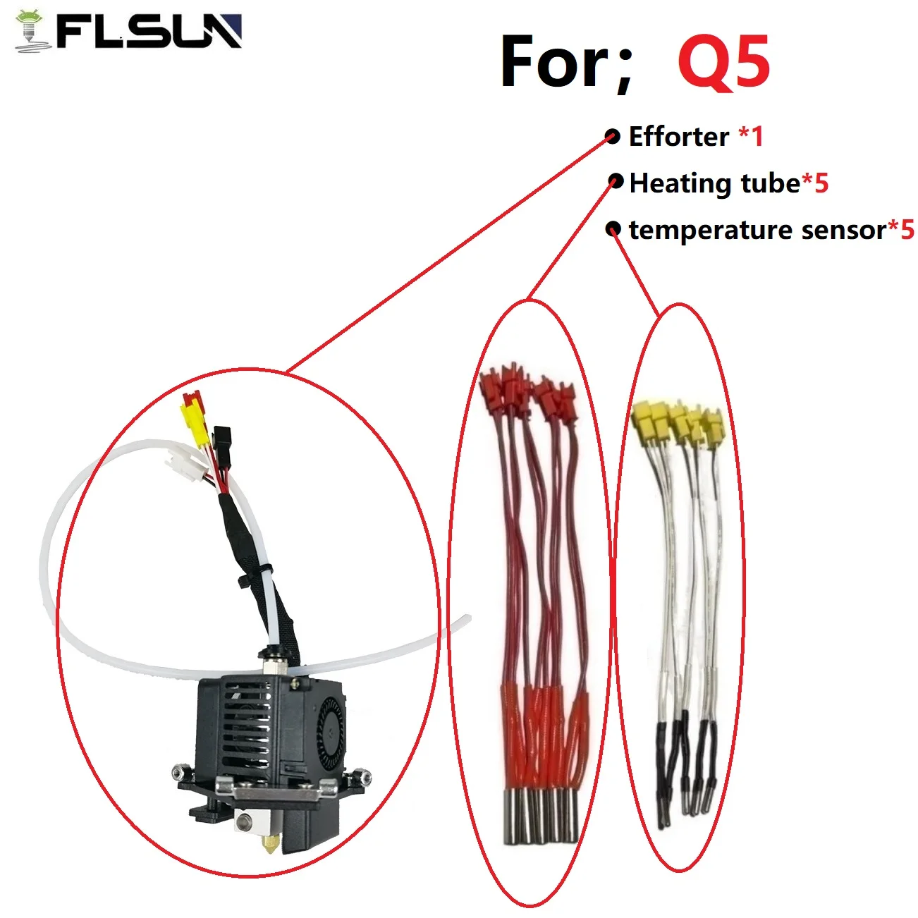 FLSUN Q5 Efforter 3d Printer Accessories Effector 24v Heating Tube The Temperature Sensor Extrusion Head Parts Wholesale loading=lazy