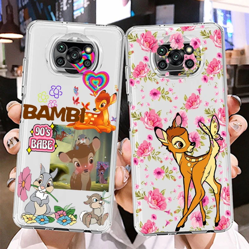

Transparent Cover Disney Fawn Bambi Cute Phone Case For Xiaomi Mi Poco X4 X3 NFC F4 F3 GT M4 M3 M2 X2 F2 Pro C3 C40 C3 5G