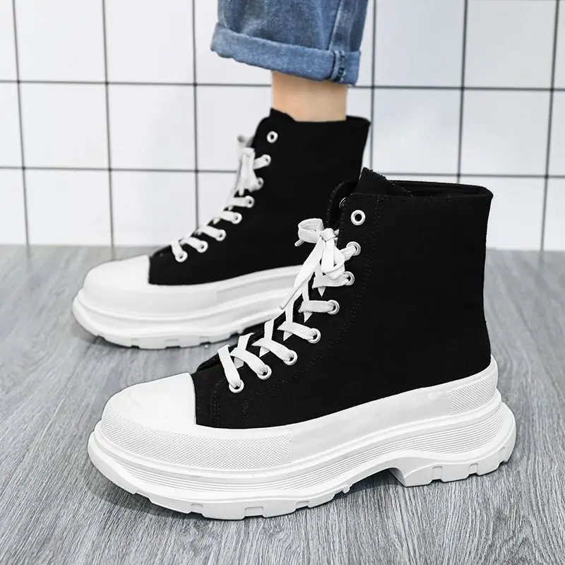 Autumn Men Casual Sneakers Canvas Platform Ankle Boots High-cut Basketball Sneakers Male Trainers Breathable Sport Shoes 39-44