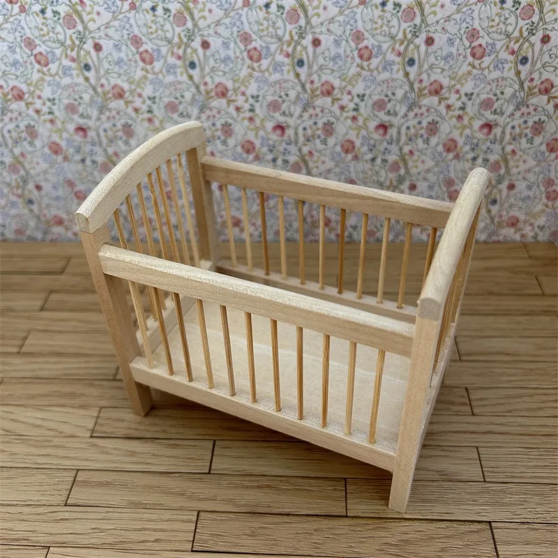 1:12 миниатюрная деревянная кроватка мебель для кукольного домика аксессуары