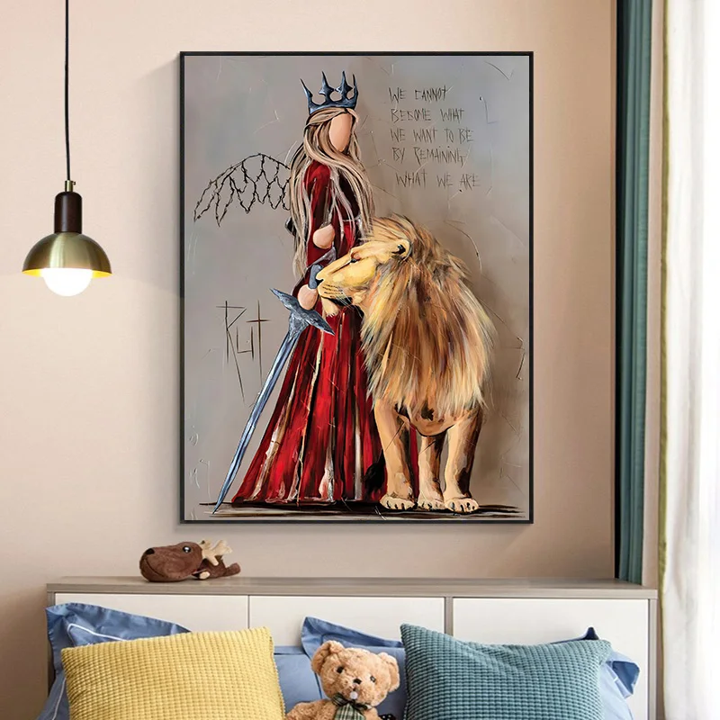 

Abstract Queen And Lion Poster Prints Graffiti Art Canvas Painting Nordic Wall Art Pictures For Living Room Modern Home Decor