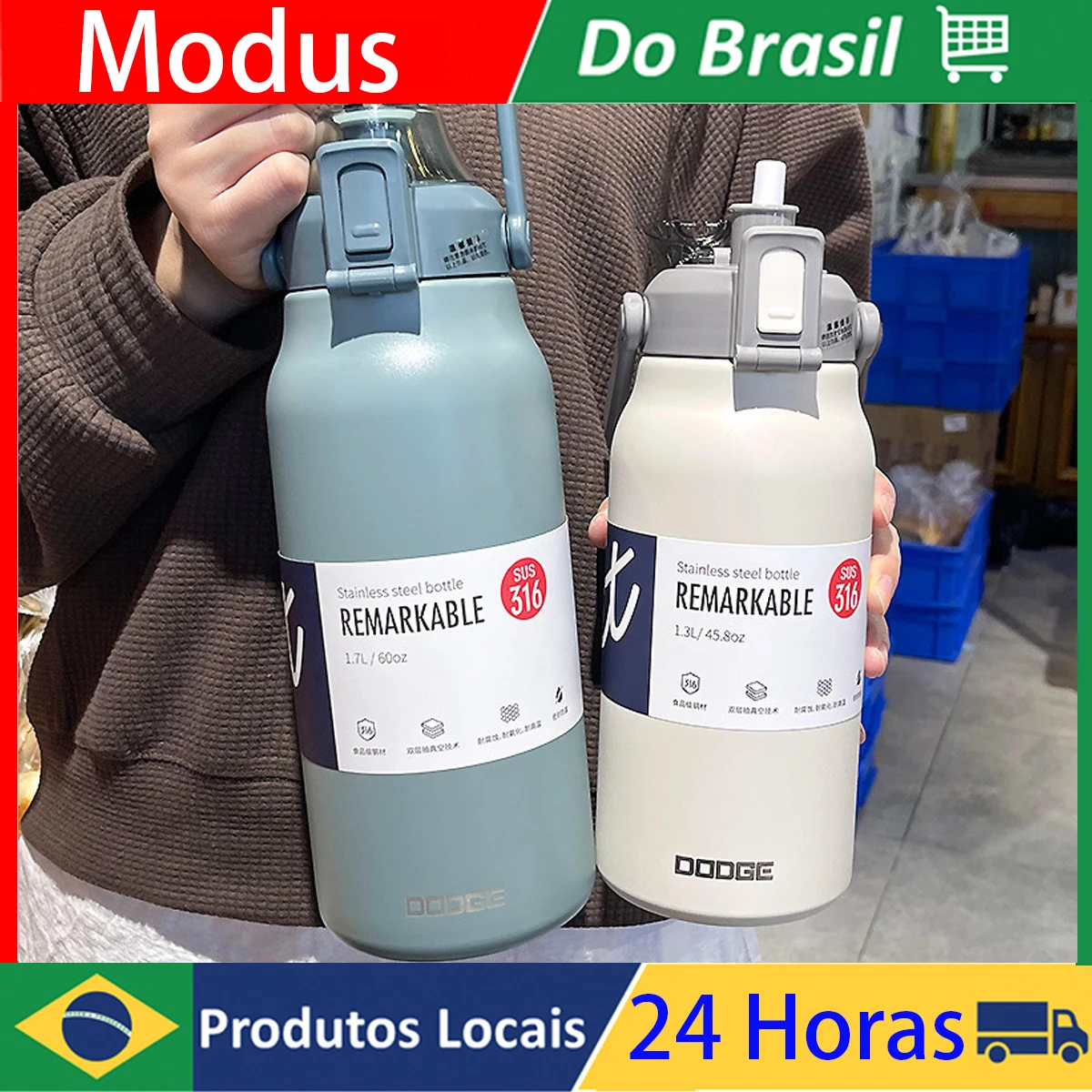 

Portable Large Capacity With Straw Stainless Steel Thermal Water Bottle Cold and Hot Thermos Vacuum Cup for Sports Tour Gym