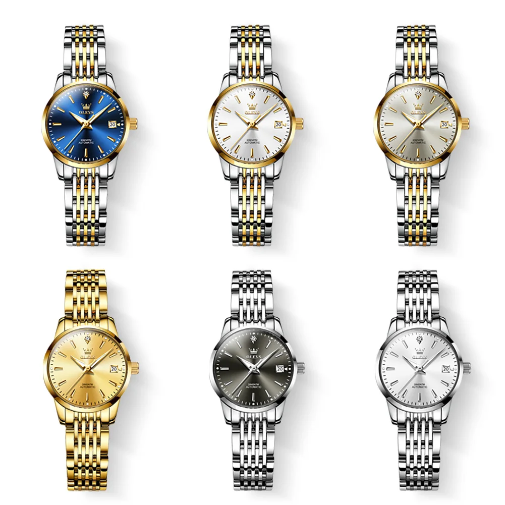 OLEVS Luxury Brand Automatic Mechanical Wristwatch Waterproof Stainless Steel Simple Watch For Women Gift for Girl Reloj Mujer enlarge