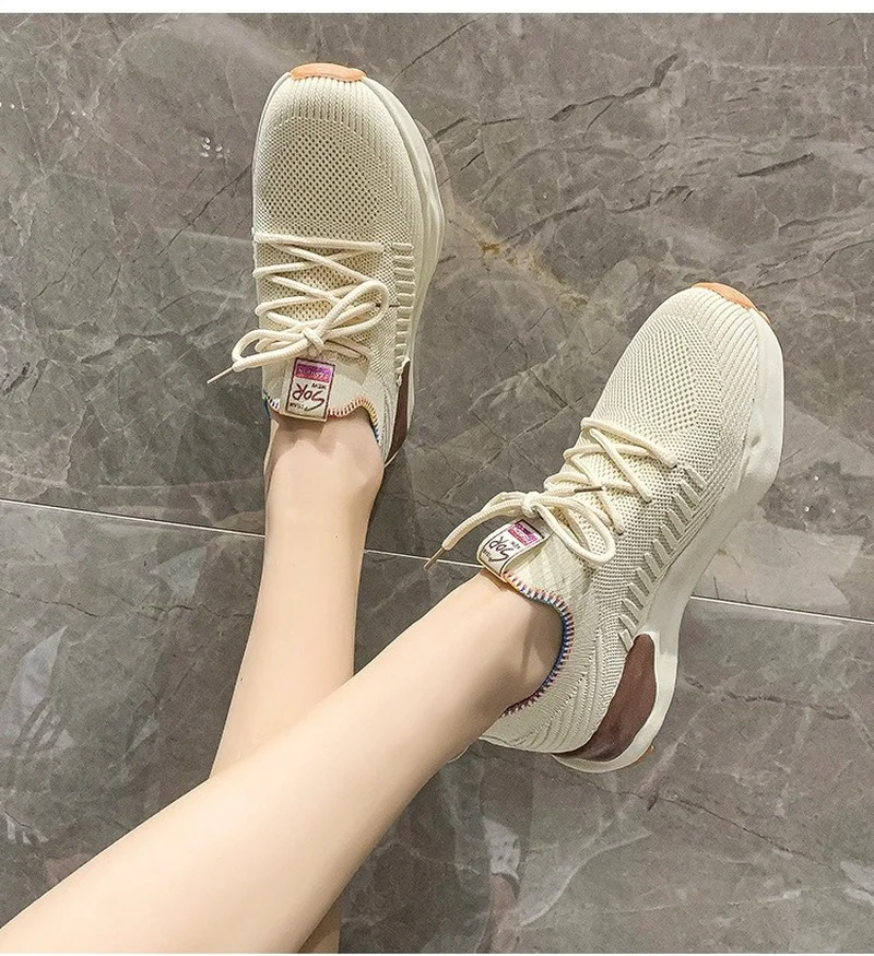 brand design women shoes mesh breathable fashion sneakers lady shoes woman lace-up low cut casual sport shoes platform sneakers