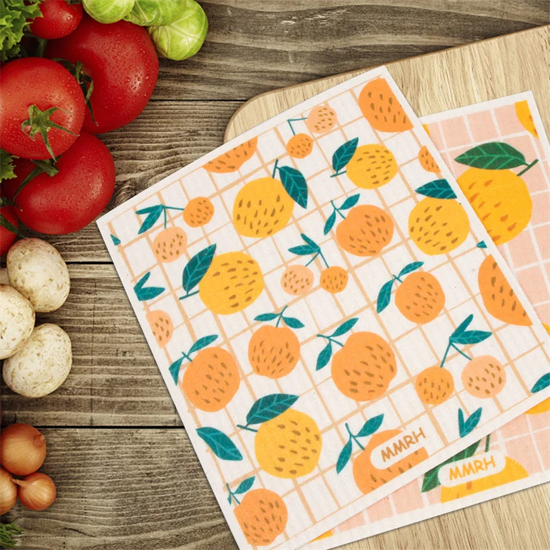 1 шт. кухонная впитывающая тряпка с принтом целлюлозная ткань для чистки влажная