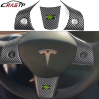 new sparkle carbon fiber y shaped steering wheel patch decoration for tesla model 3 interior modified accessories 3pcs lkt068
