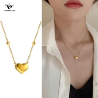 xiaoboacc titanium steel love necklace for women fashion vintage peach heart pendant clavicle chain necklaces wholesale