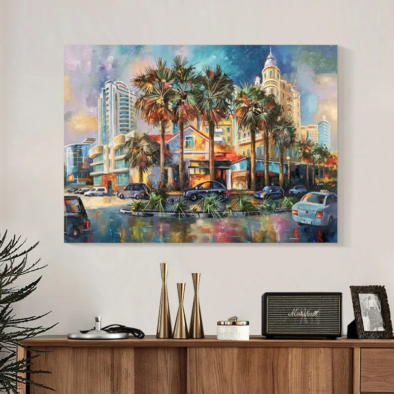 

Modern Cityscape Canvas Painting Landscape Wall Art City Abstract Poster for Living Room Decoration Home Room Decor Picture