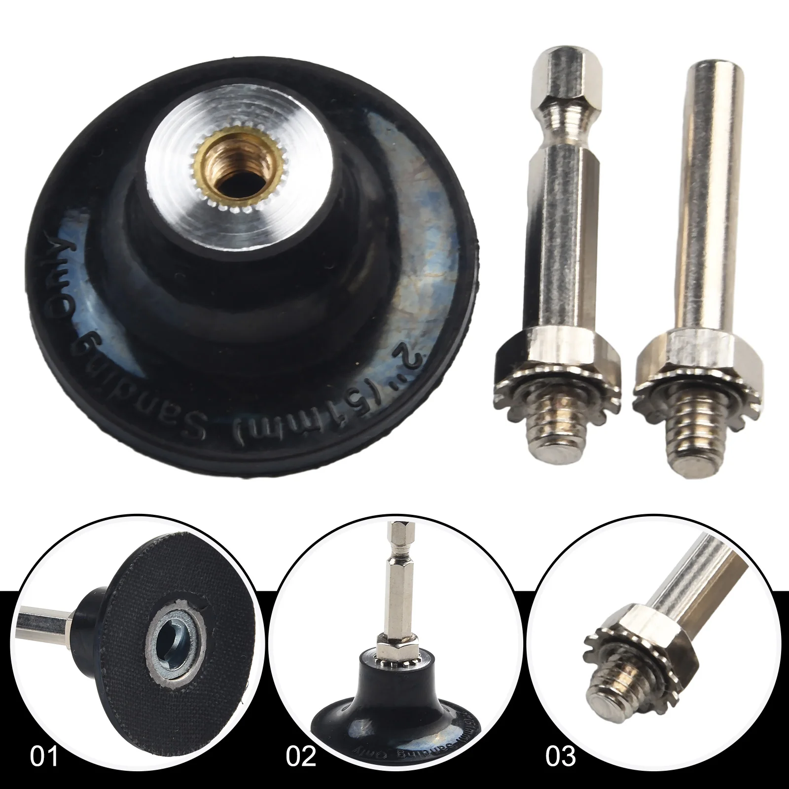 

Rotary Disc Pad Holder Maintenance Metal Parts Repairing Round Shank Rubber Sanding 1/4'' Hex Shank 3Pcs/set