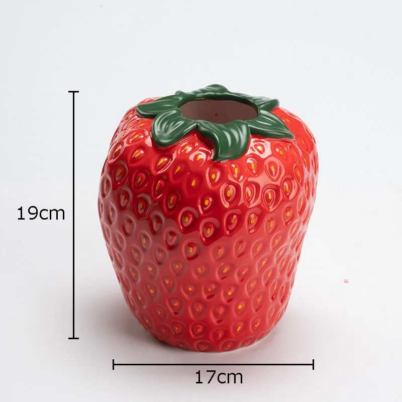 Милая ваза с клубникой, керамические цветочные горшки, украшение стола, композиция с цветами, милые цветочные вазы, современный домашний декор