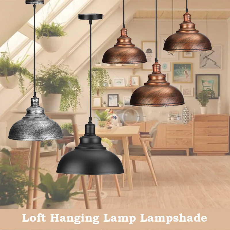 

Vintage Pendant Lights Round Lampshade Loft Industrial Style Pendant Lamp Cover for Bar Kitchen Dining Home Lighting Accessoires