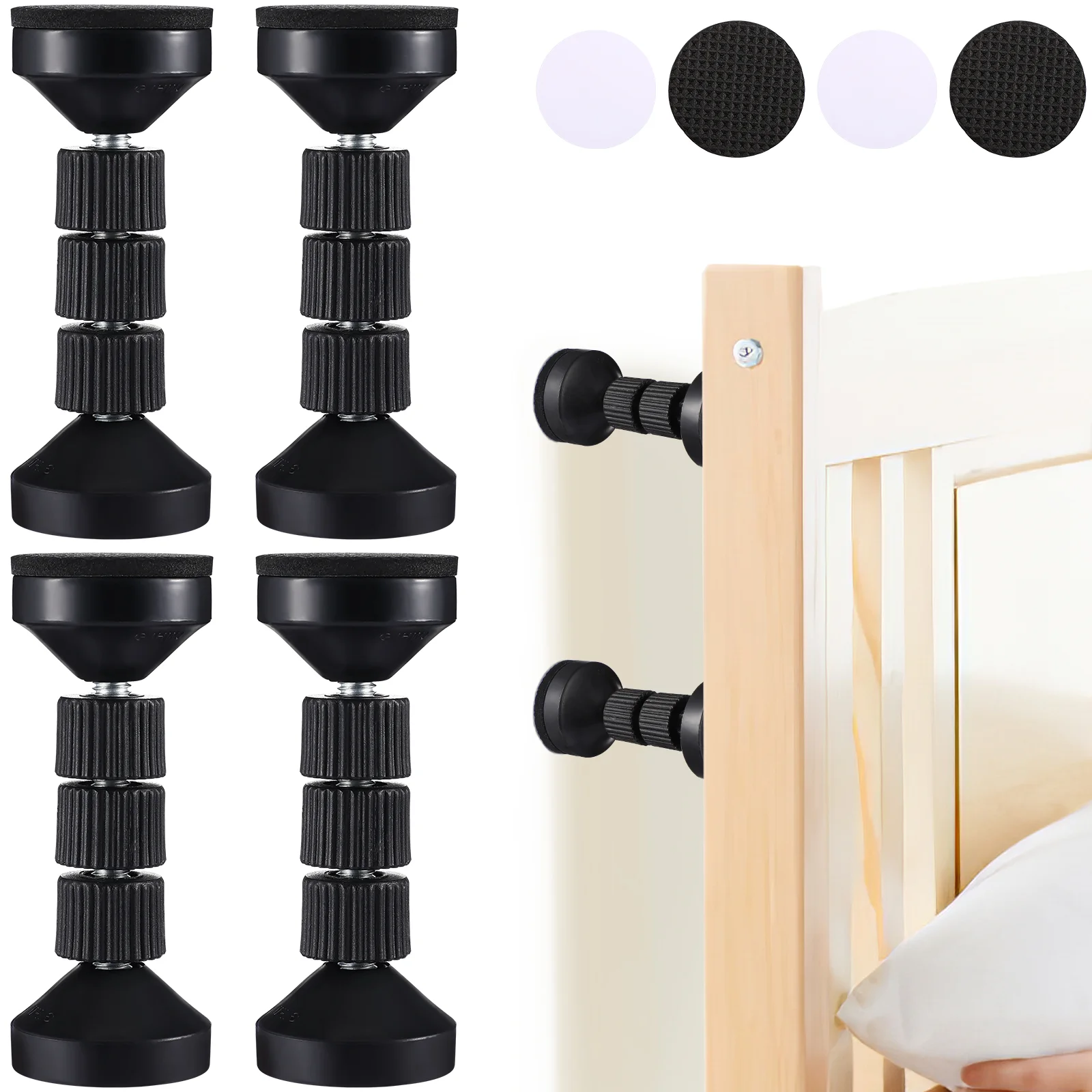 

4 Pcs Adjustable Threaded Premium Bed Stoppers Bed Noise Fixed Stoppers Headboard Stoppers