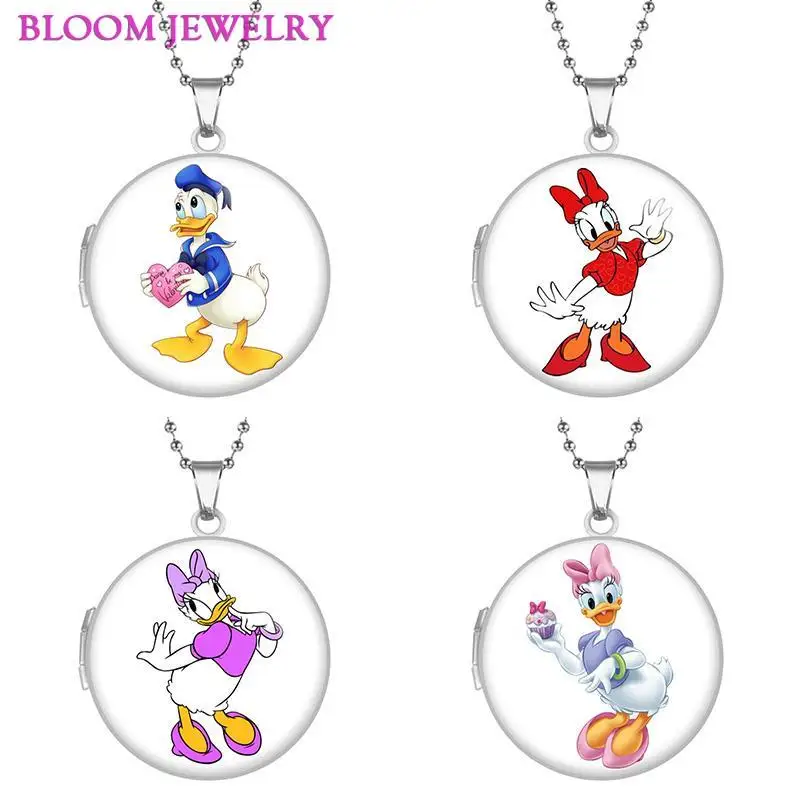 

Disney Дональд Дак из нержавеющей стали ожерелье с фото Длина цепи 60 см подарок для девочек Y1460