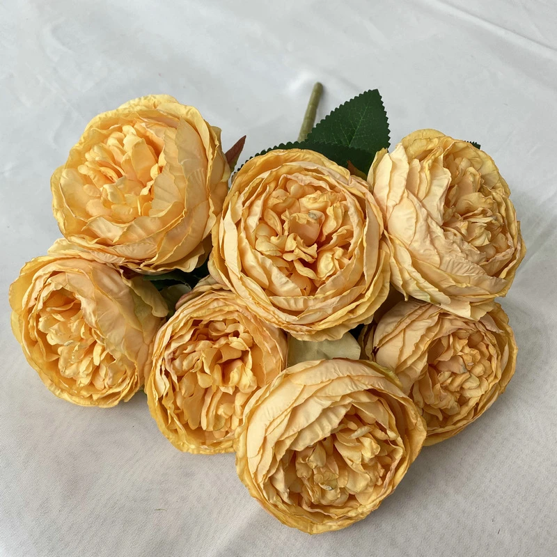 

Wedding Decor Simulation Peony Bouquet Silk Fake Flowers Hotel Restaurant Decoration Artificial Flower Scorched Edge Peonies