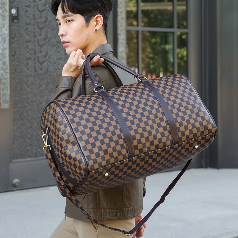

Короткая деловая дорожная сумка, модная клетчатая сумка для хранения, Вместительная дорожная сумка из искусственной кожи с деловой ручкой