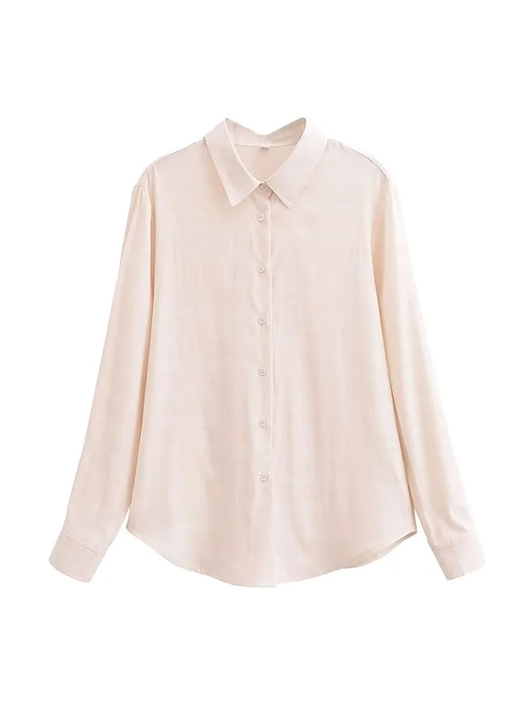 

ZADATA 2023 new autumn and winter women's classic retro coffee champagne casual soft and comfortable office basic shirt