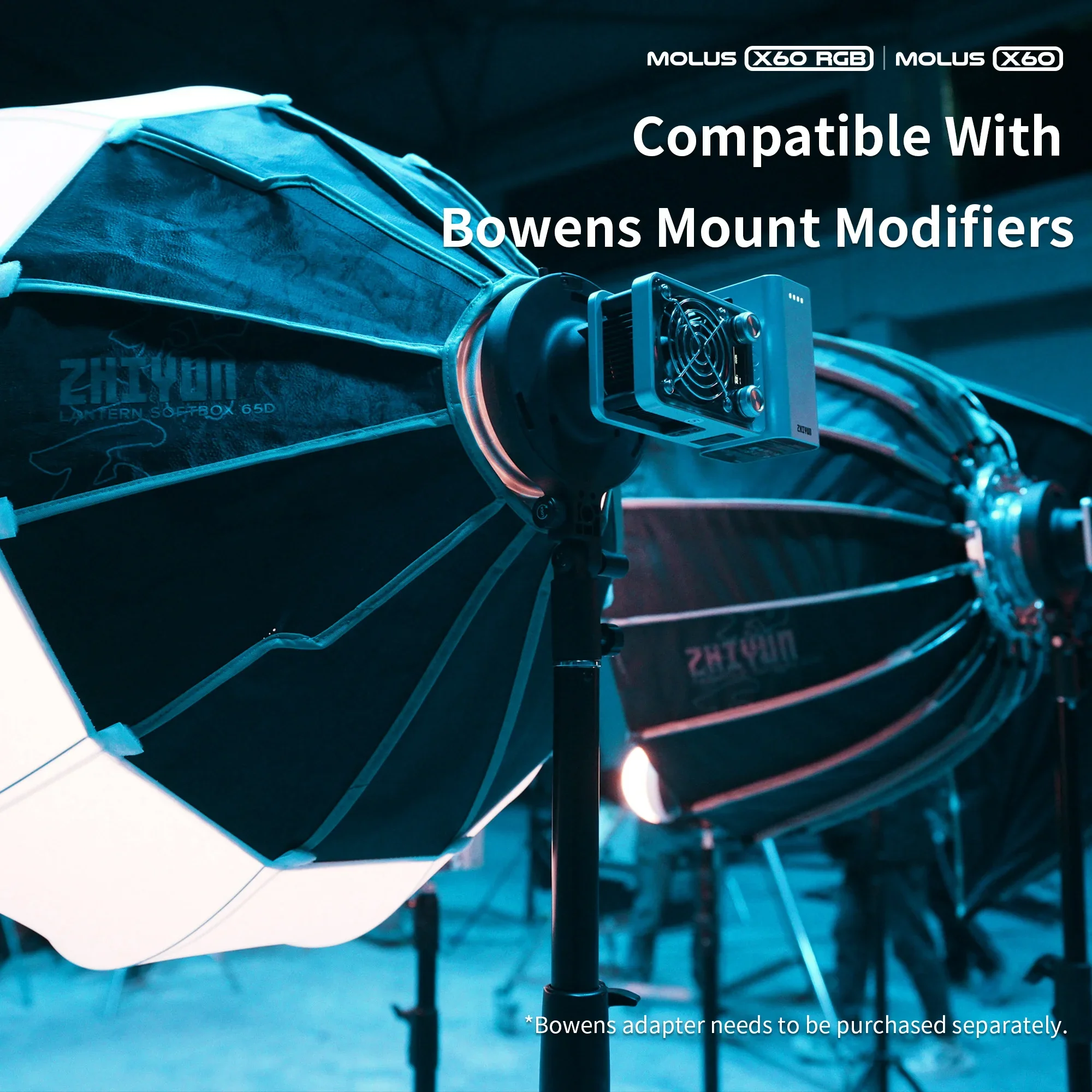 Портативный COB-видеосвет ZHIYUN Molus X60 RGB Pro 60W с двумя рукоятками, управлением через приложение, CRI 95, TLCI 98, 15 сценами, USB-C (art.: 3920daec702c9) - 3920daec702c9