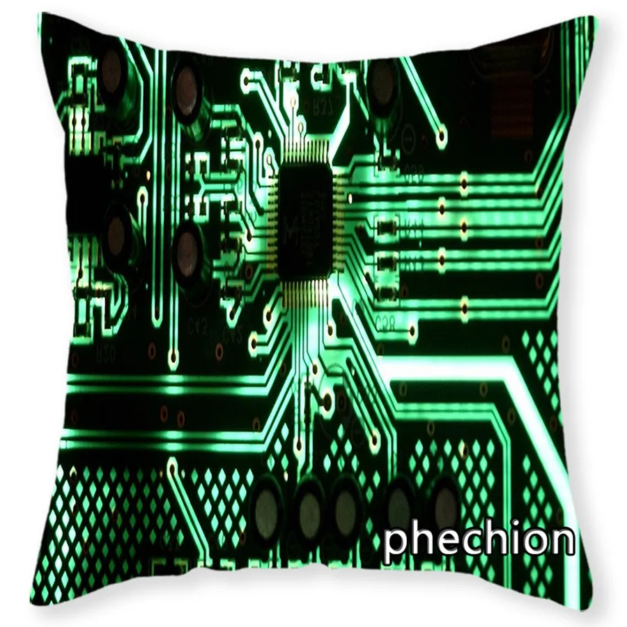 

Phechion 3D Printed Electronic Chip Pillowcases Pillow Cover Square Zipper Pillow C111