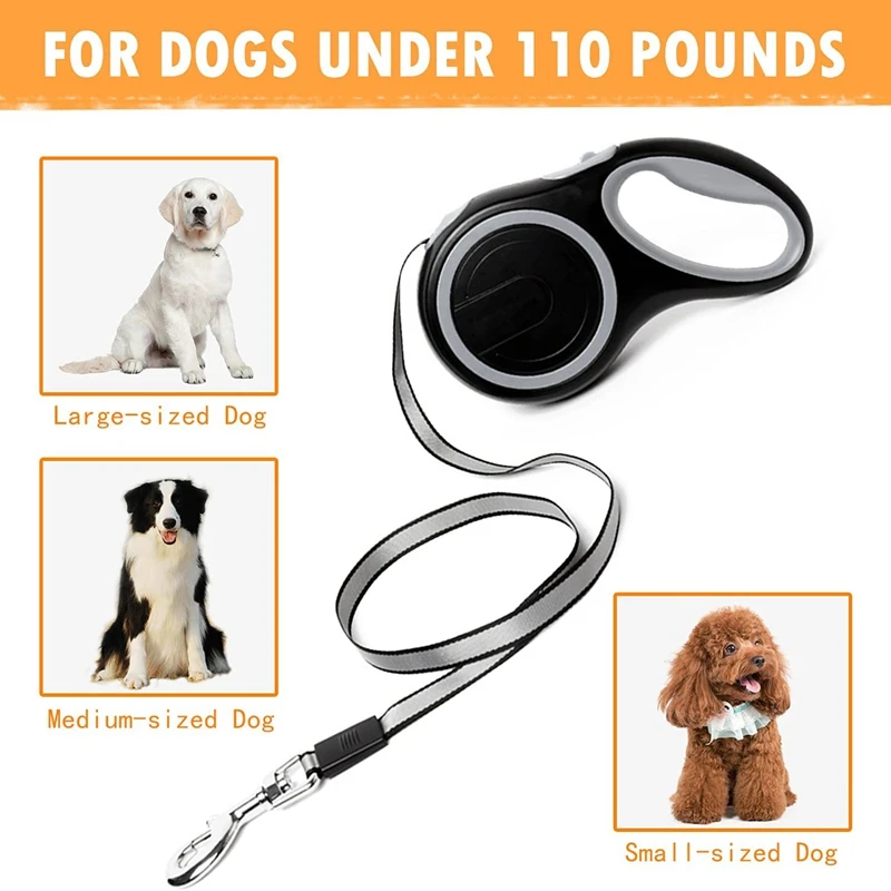 

26Ft Retractable Dog Leash, Heavy Duty Great Leash For Dog Up To 110 Lbs, Anti-Slip Rubberized Handle, One-Handed Brake