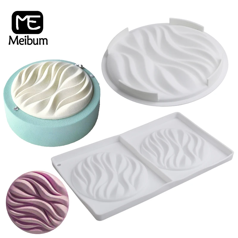 

Meibum 1/2 Cavity Round Ripple Texture Cake Decorating Tools Silicone Cake Molds Pastry Bakeware Set Dessert Mousse Moulds