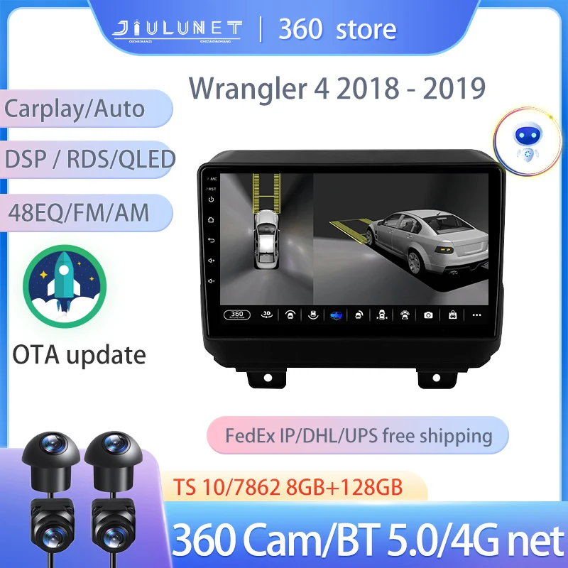 

JIULUNET Smart Stereo Android Auto 360 Cam радио для Jeep Wrangler 4 JL 2018 - 2019 мультимедийная навигация Carplay