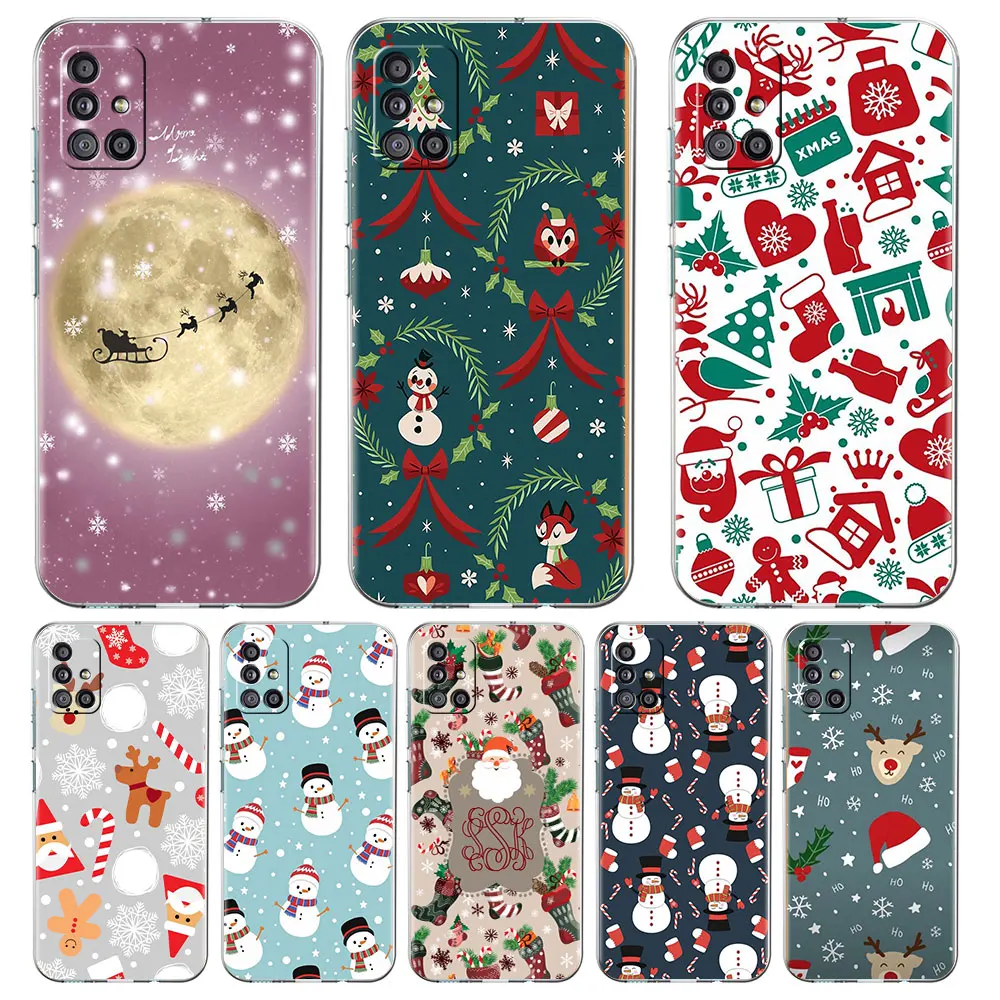 

Clear Case For Samsung Galaxy A52 A12 A51 A32 A21s A71 A32 A22 50 A70 A31 A72 5G Phone Cover Christmas Snowman