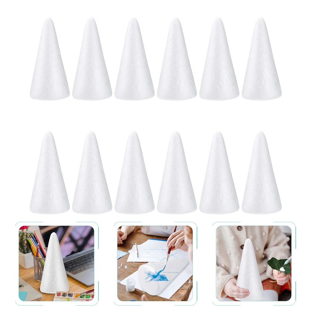 

30Pcs White Foams Cones DIY Foams Cones Crafts Children DIY Tools Foams Cones for Craft Foams Cone Models for Handcrafts