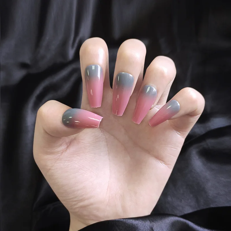 

24 шт., накладные ногти с клеем, многоразовые