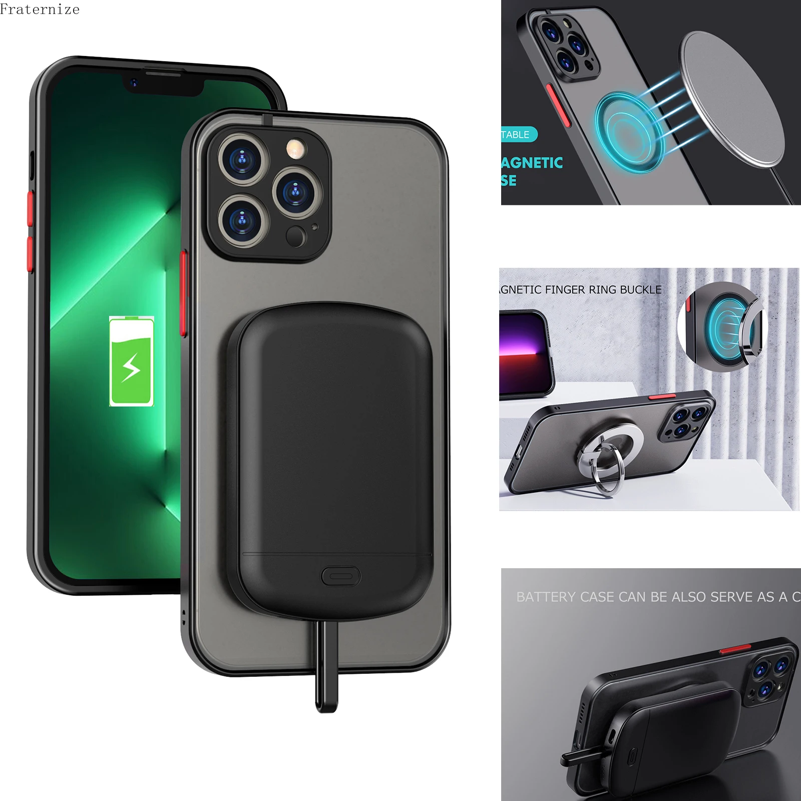 

Power Bank For iPhone 11 12 13 14 Pro Max 12 Mini XR XS Max battery charger case For iPhone 7 8 Plus SE2 Magsafe Stand Cover