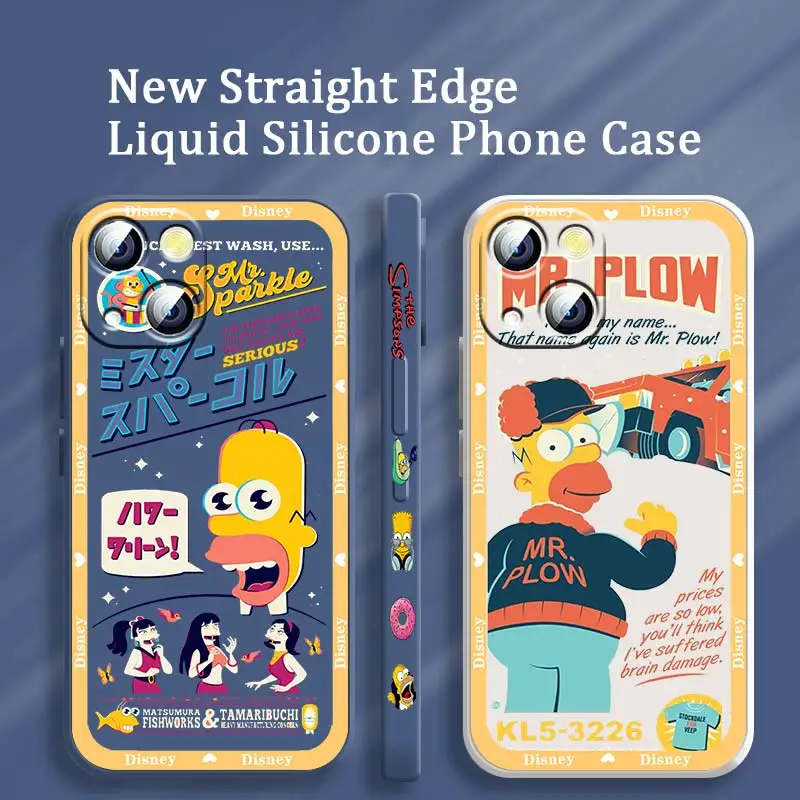 

Luxury Simpsons Homer Disney Phone Case For Apple iPhone 14 13 12 Mini 11 XS Pro Max X XR 8 7 Plus SE Liquid Left Rope Cover