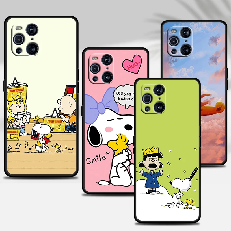 

Snoopy Boy Cartoon For OPPO GT Master Find X5 X3 Realme 9 8 6 C3 C21Y Pro Lite A53S A5 A9 2020 Black Phone Case Cover Shell Capa