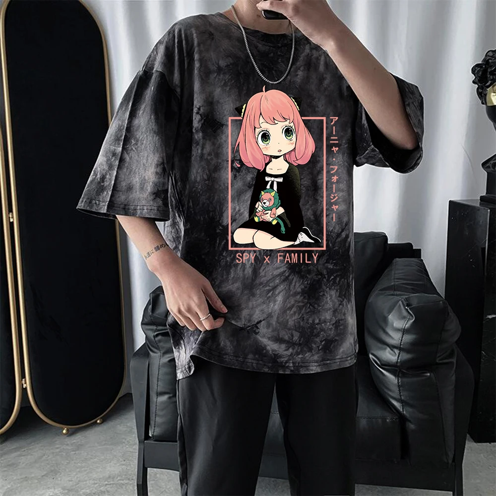 

Spy X Family Anya Forger Cosplay T-Shirt Men Girl Cotton T Shirt Summer Short-Sleeve Tie Dye Shirt