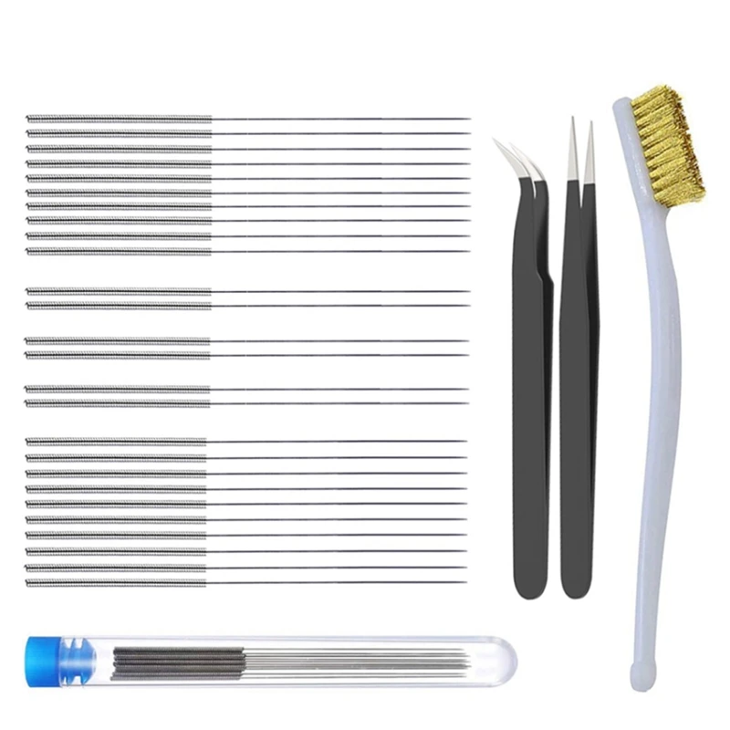 

30Pcs 3D Printer Parts Bendable Nozzle Cleaner Hotend Cleaning Needle Drill Bit Brush Tweezers Tool Kit For CR10 Ender 3