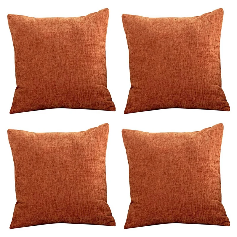 

Best Burnt Orange Pillow Covers 18X18 Inch Set Of 4 Modern Farmhouse Rustic Decorative Throw Pillow Cover Square Cushion Case