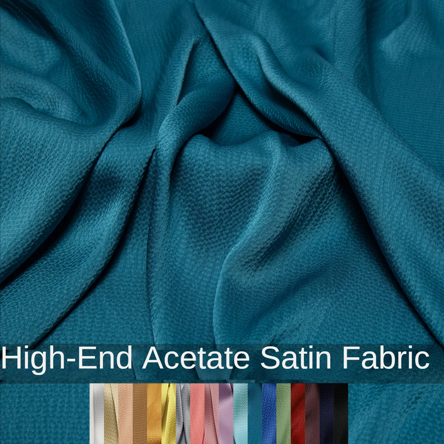 

Acetate Satin Fabric By The Meter for Clothes Dresses Pajamas Sewing Plain Luster Draped Fashion Thin Summer Silky Soft Blue Diy