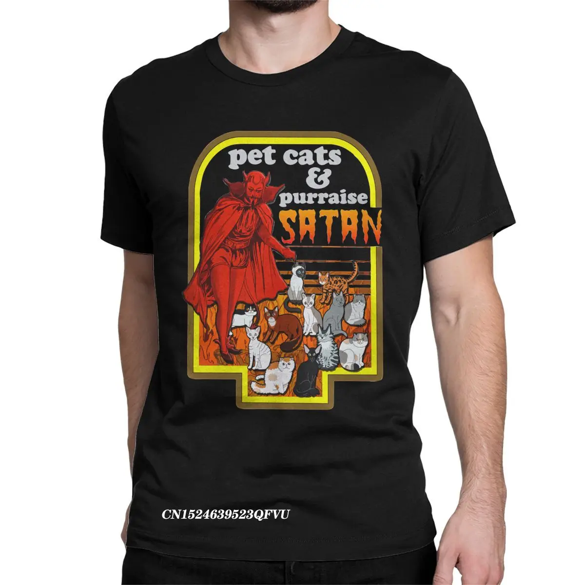 

Dark Lord Cat Lucifer Evil And Purraise Satan Tops T Shirts Men Women Cotton T-Shirts Japanese Retro Monster Kaiju Tee Shirt