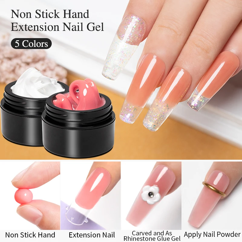

PUENTE 15ML Non Stick Hand Solid Extension Nail Gel 3D Sculpture Modeling Carve Rhinestone Glue Easy Operate Nail Extension Gel