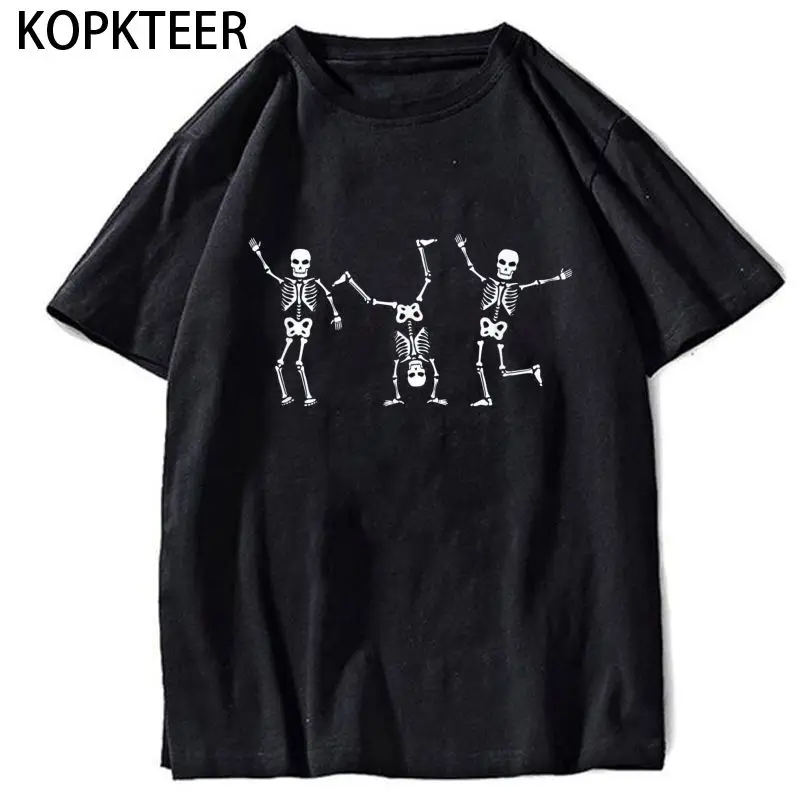 

Dancing Skeletons Scary Skeleton Fashion T Shirt Men Aesthetic T-shirt Cotton Manga Graphic Tee Tops Men's Fashion T-shirt 2022