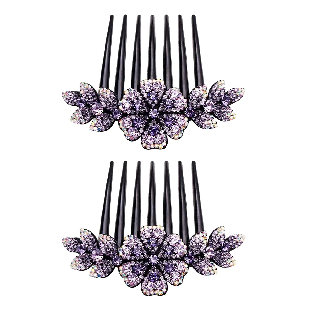 

Hair Comb Flower Rhinestone Wedding Bun Bridal Party Bride Side Crystal Women