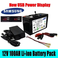 lifepo4 lithium battery 12v 100ah draagbare oplaadbare batterij ingebouwde 5v 2 1a usb power display poort opladen met lading