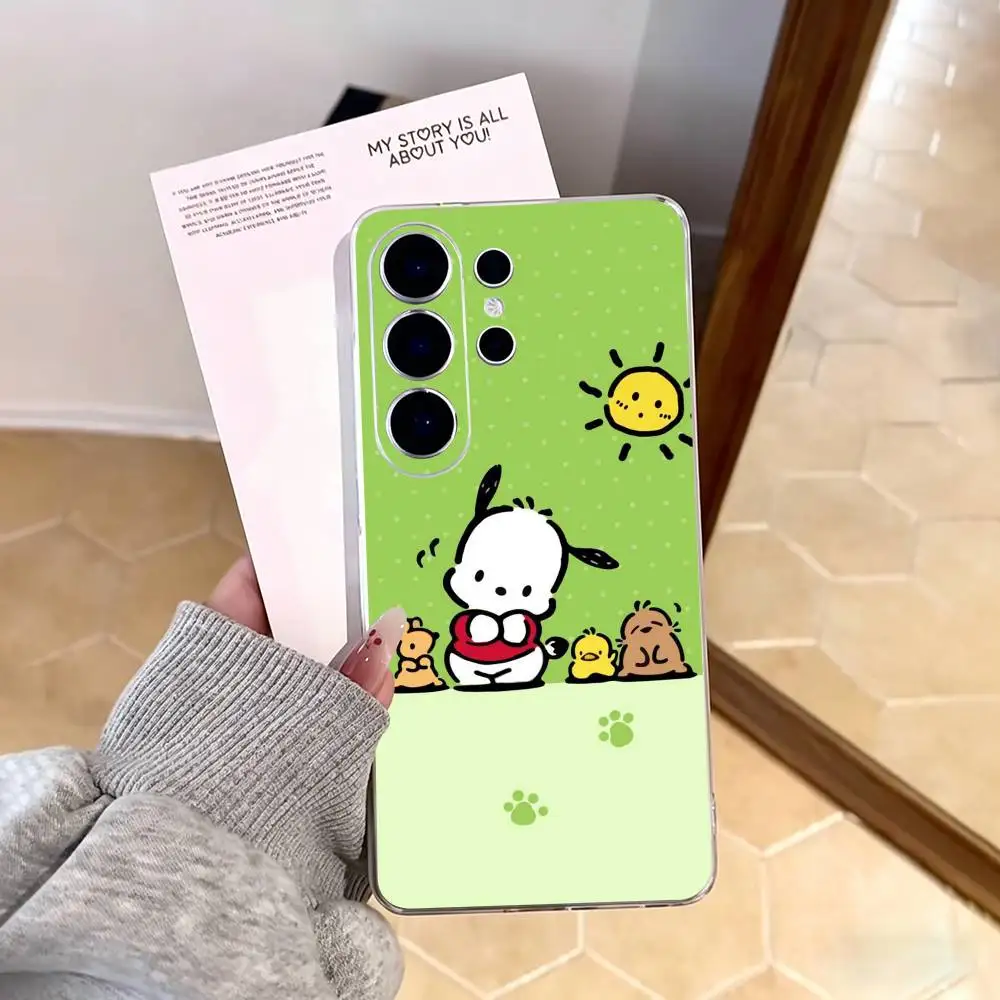 Фото Милый мультяшный чехол T-Pochacco-o для телефонов Samsung S25, S24, S21, S22, S23, S30, Ultra, S20, Plus, FE, Note, 10, 9, 5G, прозрачный №3