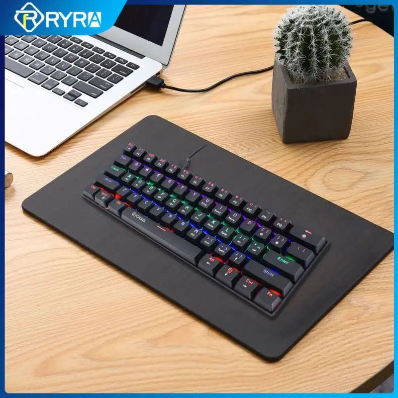 

Проводная Механическая клавиатура RYRA с RGB светодиодный светкой, 61 клавиша, синий переключатель, зеленая осевая цветная клавиатура, портатив...
