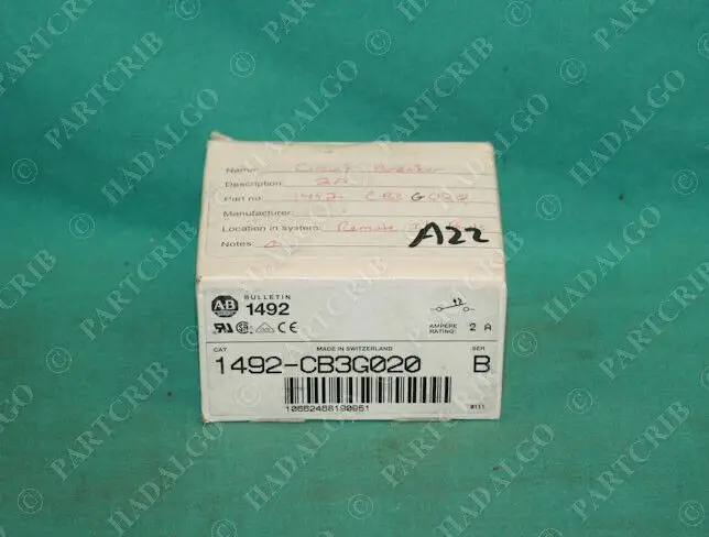 

Allen Bradley, 1492-CB3G020, Miniature Circuit Breaker 2a 2 Amp 3 Pole 3p NEW