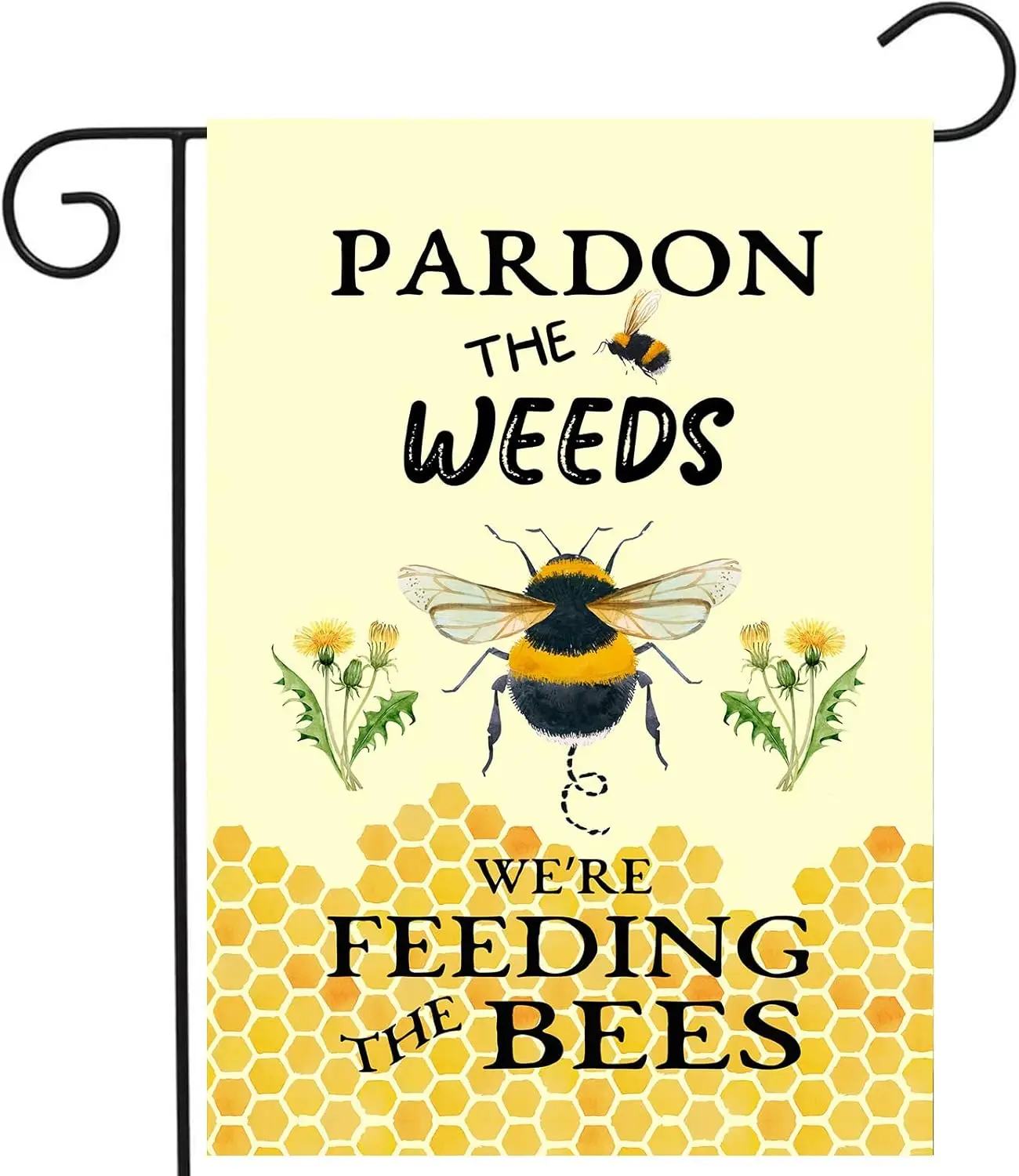 Летний пчелиный садовый флаг Pardon the Weeds We Are Feeding Bees Yard Sgn Outdoor Decor No Mow Sprng Flags for Outsde 12x18